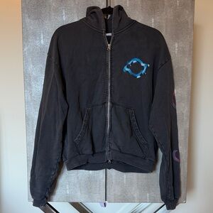 Cherry LA Black Zip-Up Hoodie with Blue Logo